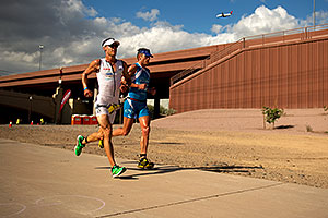 06:09:40 - #19 Patrick Jaberg [CHE] (eventually 14th in 08:33:50) and #41 Lewis Elliot [USA] (eventually 17th in 08:38:13) at start of Lap 1 - Ironman Arizona 2011
