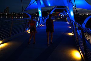 Evening at blue bridge over Tempe Town Lake