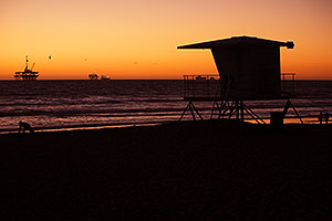 Sunset at Huntington Beach, California