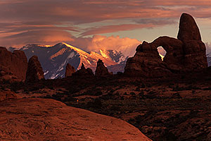 Sunset at Turret Arch in Arches National Park