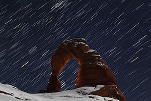 11 minutes of star trails at Delicate Arch in Arches National Park