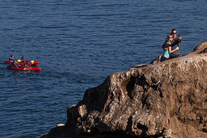 People and Kayakers in La Jolla, California