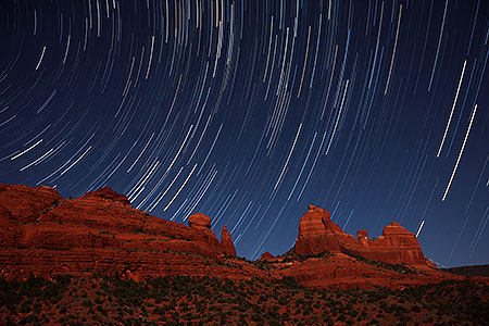 50 minutes of star trails at Schnebly Hill in Sedona, Arizona 