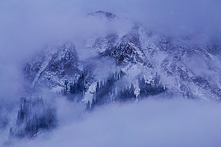 Mount Sneffels in the fog and snow 