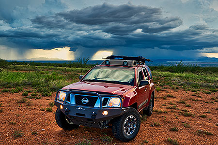 Xterra and monsoon clouds in Green Valley, Arizona 