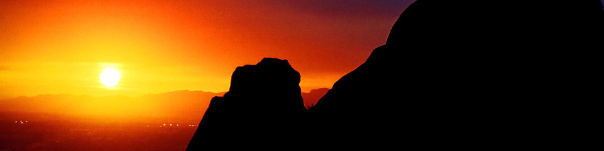 /images/500/2003-03-camelback-sunset-sp.jpg - #01127: view of Phoenix from Camelback Mountain … March 2003 -- Camelback Mountain, Phoenix, Arizona