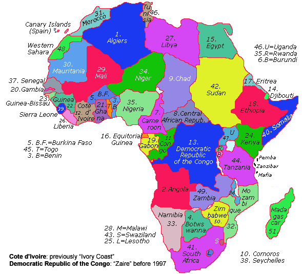SheppardSoftware.com - Africa Geography games, guess states by dragging, etc
