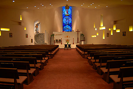 The walk down the isle at the Church of the Risen Christ in Denver 