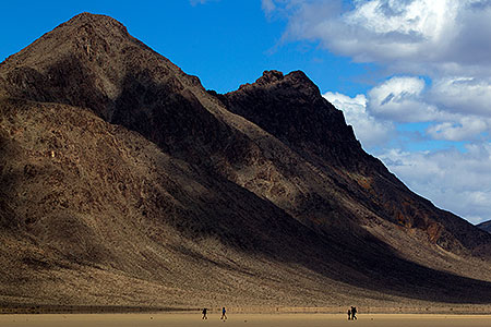 People and Sliding Rocks on Racetrack in Death Valley 