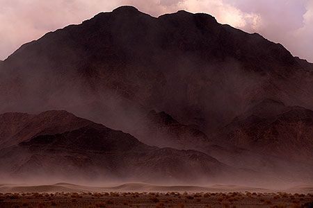 Sandstorm and rainstorm in Dumont Little Dunes, California 